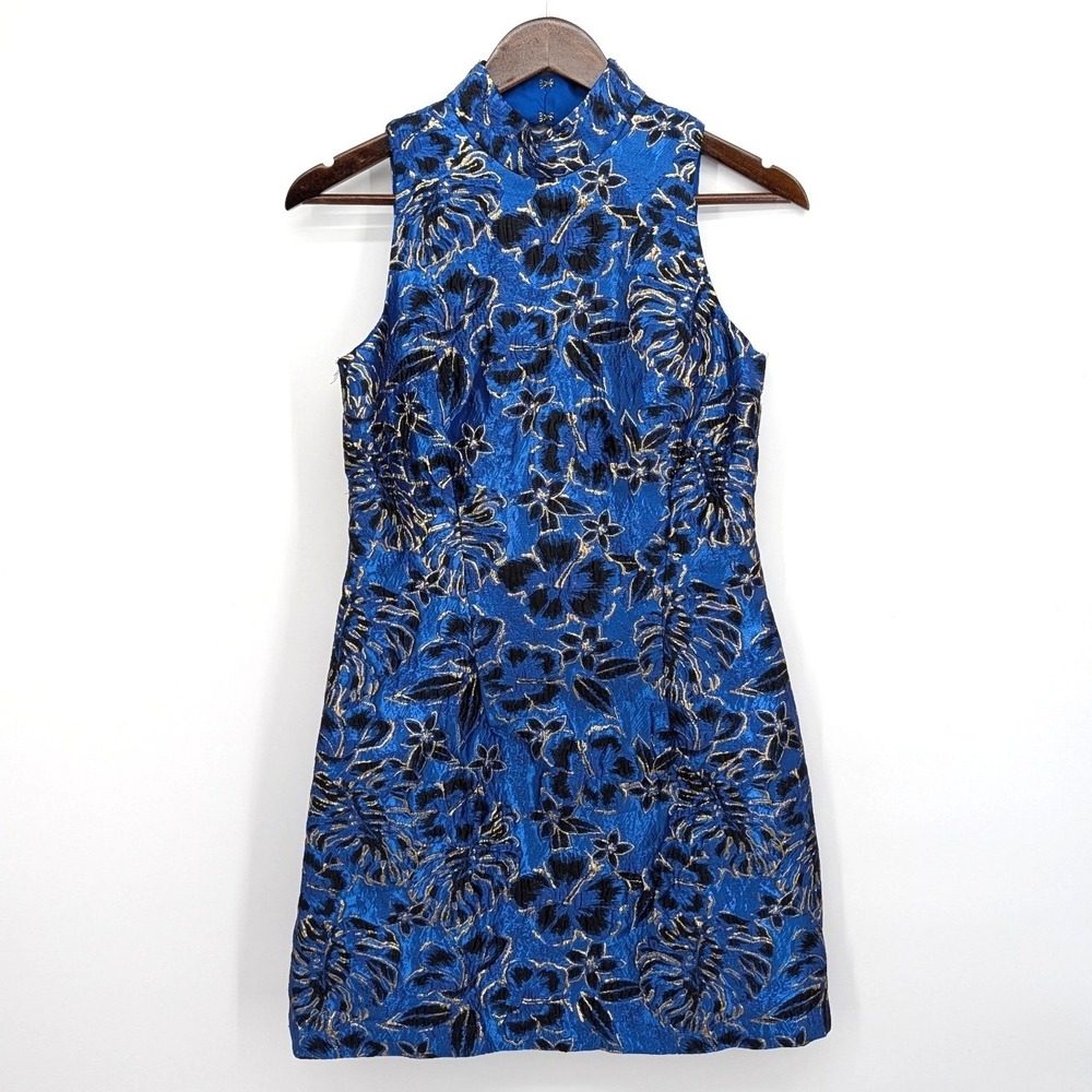 NWOT Lilly Pulitzer Brandi Shift Dress Blue Grotto Twilight Floral Brocade 00